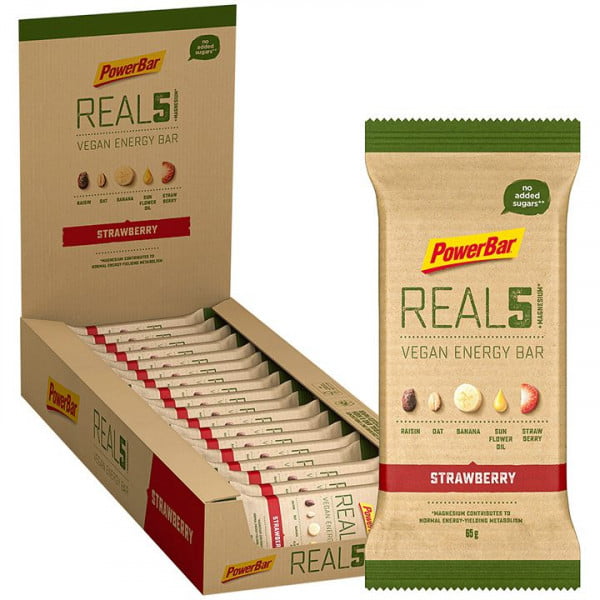 Real5 Vegan Energy reep Strawberry Raisin 18 stuks/doos Real5 Vegan Energy reep Strawberry Raisin 18 stuks/doos